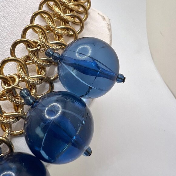 Kenneth Jay Lane KJL Blue Acrylic Statement Necklace - Picture 3 of 6